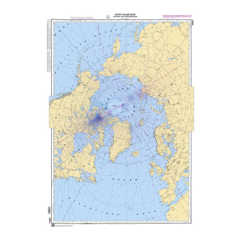 Shom - 5966GSA - Carte polaire Nord. Déclinaison magnétique 2015