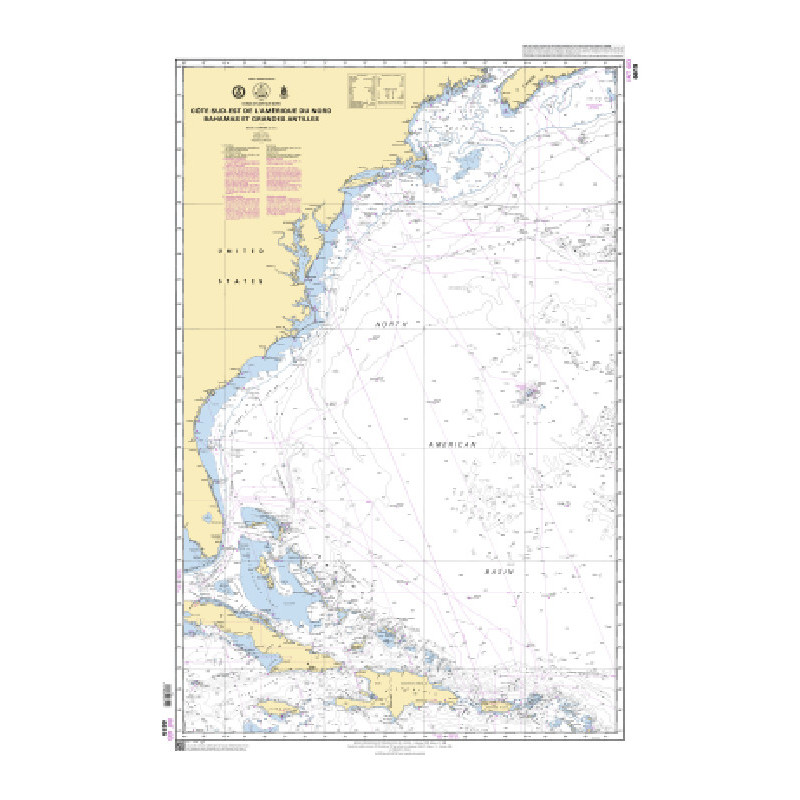 Shom C - 6619 - Côte Sud-Est de l'Amérique du Nord, Bahamas et Grandes Antilles