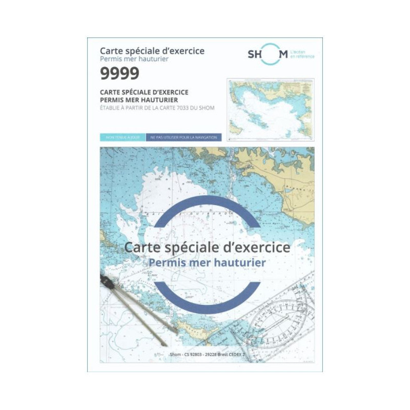 Shom L - 9999NSG - Carte spéciale d'exercice pliée - Permis mer hauturier