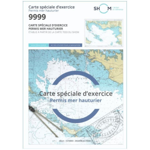 Shom L - 9999NSG - Carte spéciale d'exercice pliée - Permis mer hauturier