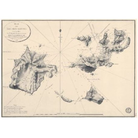 Reproduction carte marine ancienne - 0069-WN - Plan des îles des Saintes (1818) - 76 x 57 cm