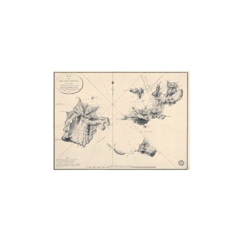 Reproduction carte marine ancienne - 0069-WN - Plan des îles des Saintes (1818) - 76 x 57 cm