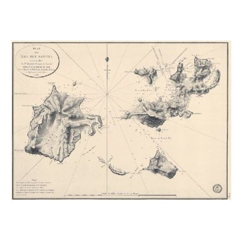 Reproduction carte marine ancienne - 0069-WN - Plan des îles des Saintes (1818) - 76 x 57 cm
