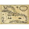 Reproduction carte marine ancienne des Caraïbes au temps des pirates en 1657