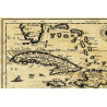 Reproduction carte marine ancienne des Caraïbes au temps des pirates en 1657