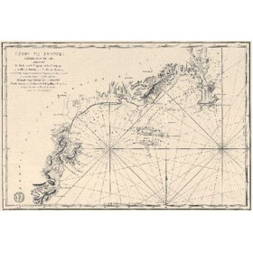 Reproduction carte marine ancienne - 0067-WN - Côtes de France : département du Var, comprenant le Golfe de la Napoule et le Gou