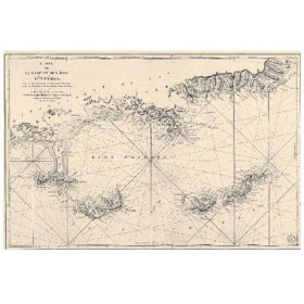 Reproduction carte marine ancienne - 0068-WN - Carte de la rade et des îles d'Hyères (1792) - taille 65 x 50 cm