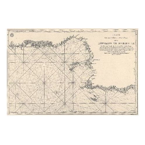 Reproduction carte marine ancienne - 0077-WN - Carte de la côte et des îles des environs de Marseille (1792) - 65 x 50 cm