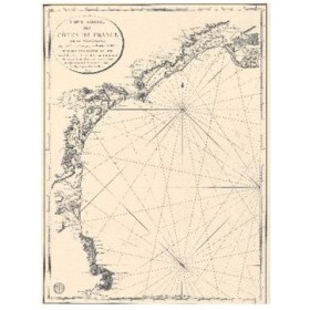 Reproduction carte marine ancienne - 0080-WN - Carte réduite des côte de France sur la Méditerranée. Depuis le cap de Creux jusq