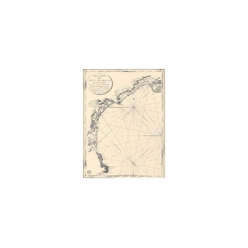 Carte marine ancienne - 0080-WN - Carte réduite des côte de France sur la Méditerranée. Depuis le cap de Creux jusqu'aux Bouches