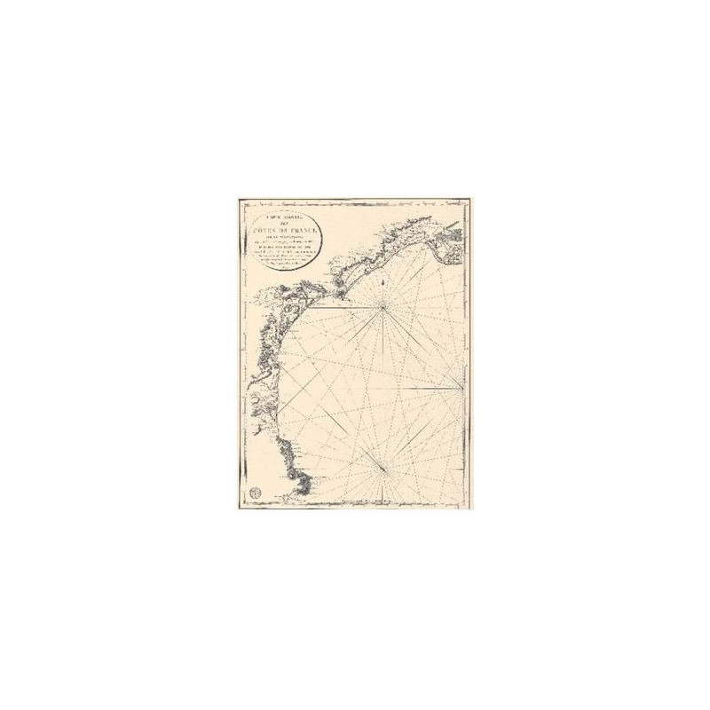 Reproduction carte marine ancienne - 0080-WN - Carte réduite des côte de France sur la Méditerranée. Depuis le cap de Creux jusq