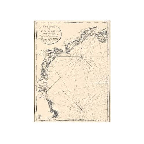 Reproduction carte marine ancienne - 0080-WN - Carte réduite des côte de France sur la Méditerranée. Depuis le cap de Creux jusq