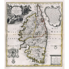 Reproduction carte marine ancienne de la Corse en 1749