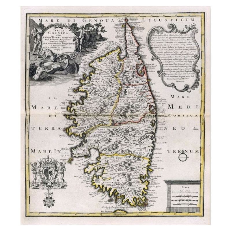 Carte marine ancienne de la Corse en 1749