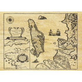 Reproduction carte marine ancienne de l'île d'Oléron en 1627