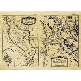 Reproduction carte marine ancienne de l'Île d'Oléron en 1650