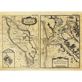 Reproduction carte marine ancienne de l'île d'Oléron en 1650