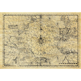 Reproduction carte marine ancienne de l'Atlantique Nord en 1550