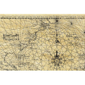 Reproduction carte marine ancienne de l'Atlantique Nord en 1550