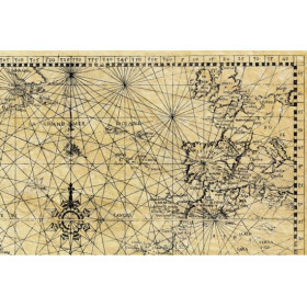 Carte marine ancienne de l'Atlantique Nord en 1550