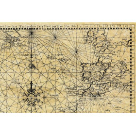 Reproduction carte marine ancienne de l'Atlantique Nord en 1550