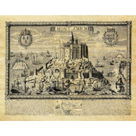 Reproduction gravure marine ancienne Mont Saint Michel en 1657
