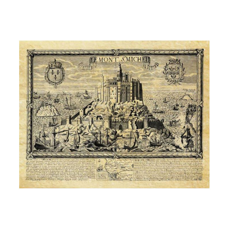 Reproduction gravure marine ancienne Mont Saint Michel en 1657