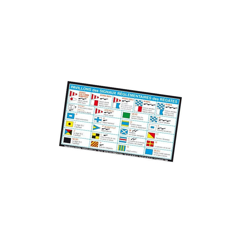 Planche adhésive - Mini code régate - pavillons des signaux réglementaires des régates