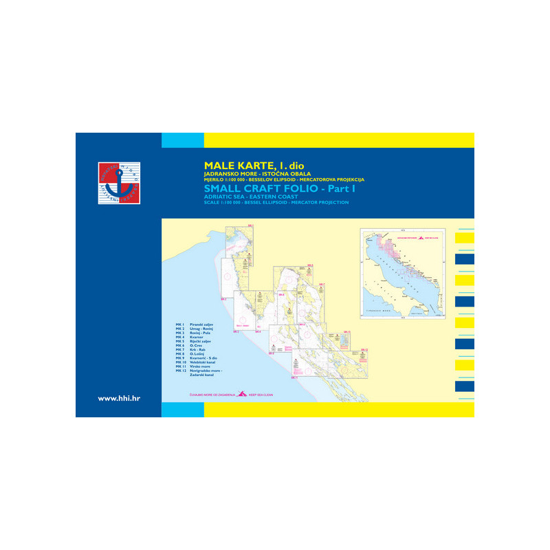 Hrvatski Hidrografski Institut - carte marine - Petites cartes de Croatie 1 - Mer Adriatique, côte est - de Trieste à Zadar