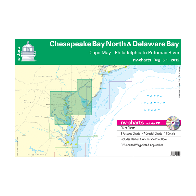 NV Charts - Reg. 5.1 - Chesapeake North and Delaware Bay. Cape May. Philadelphia to Potomac River