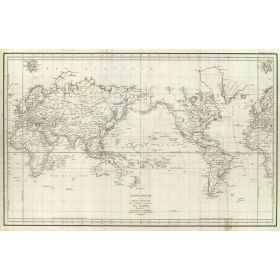 Reproduction of old nautical chart of the expedition, or voyage, of La Pérouse in 1788
