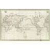Reproduction of old nautical chart of the expedition, or voyage, of La Pérouse in 1788