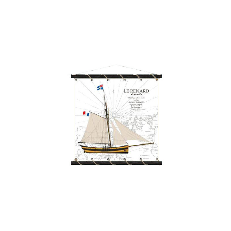 Toile tendue coton le Renard - Sur carte marine - moyen modèle