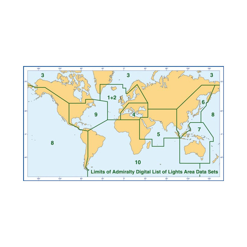 Admiralty - ADLL couverture mondiale zone 1 à 10 - List of Lights and Fog Signals