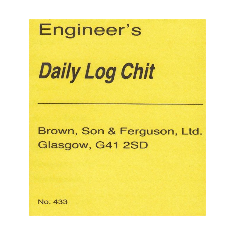 Brown, Son & Ferguson Ltd - Engineer's daily log chit book