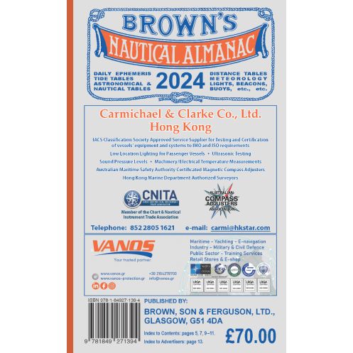 Brown, Son & Ferguson Ltd - ALM03-24 - Brown's Nautical Almanac 2024