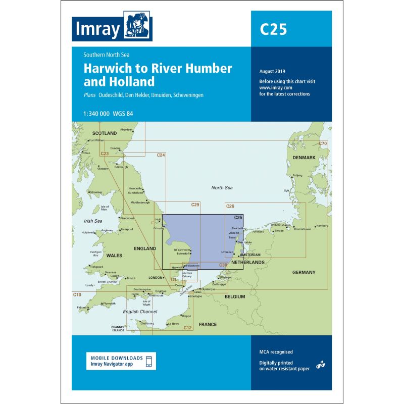 Imray - C25 - Harwich to River Humber and Holland - Passage Chart