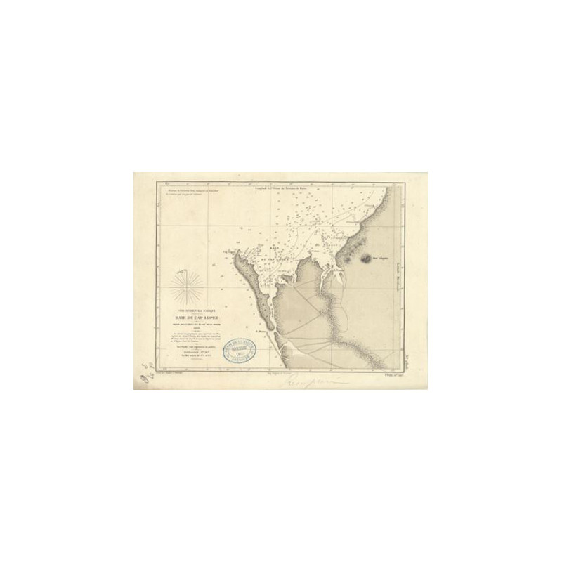 Reproduction carte marine ancienne - 2806 - CAP LOPEZ (Baie) - GABON - ATLANTIQUE, AFRIQUE (Côte Ouest), GUINEE (Golfe) - (1869