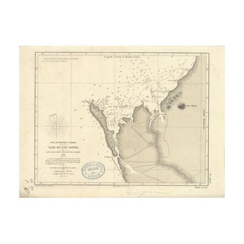 Reproduction carte marine ancienne - 2806 - CAP LOPEZ (Baie) - GABON - ATLANTIQUE, AFRIQUE (Côte Ouest), GUINEE (Golfe) - (1869