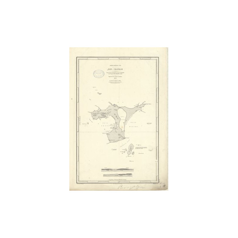 Reproduction carte marine ancienne - 2953 - CHATHAM (îles) - NOUVELLE-ZELANDE - PACIFIQUE - (1870 - 1880) - QA (45 x 29 cm)