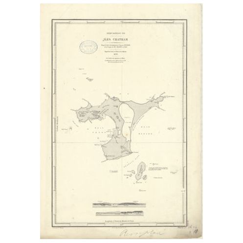 Reproduction carte marine ancienne - 2953 - CHATHAM (îles) - NOUVELLE-ZELANDE - PACIFIQUE - (1870 - 1880) - QA (45 x 29 cm)