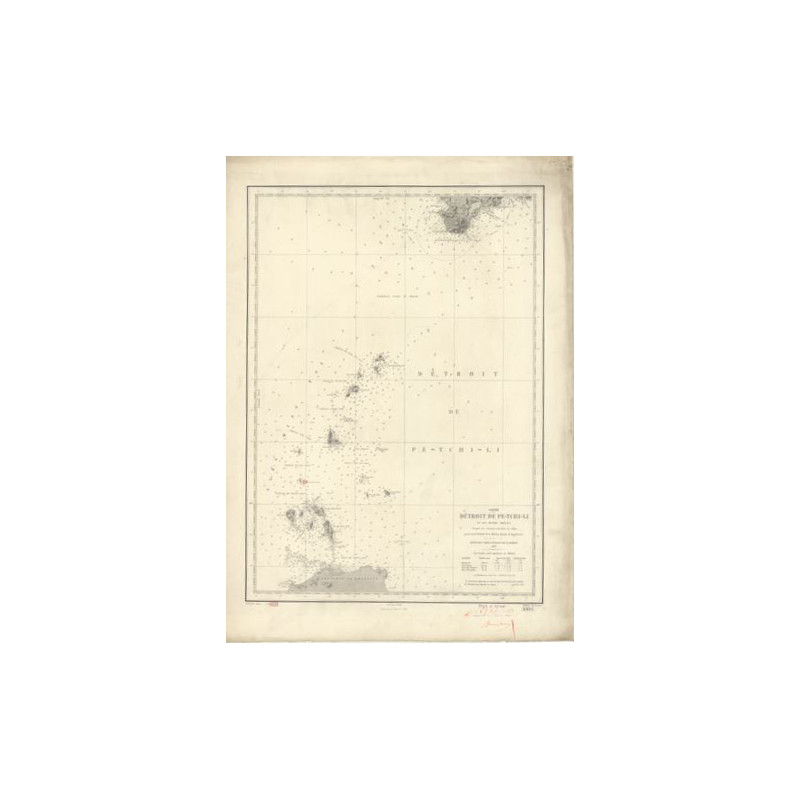 Reproduction carte marine ancienne - 3004 - PE-TCHI-LI (Détroit) - CHINE - PACIFIQUE,JAUNE (Mer) - (1871 - ?)