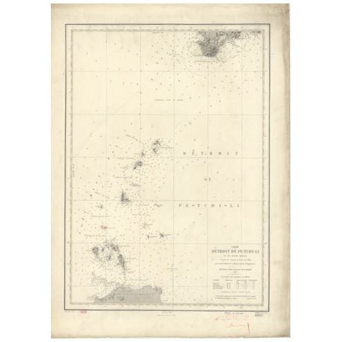 Reproduction carte marine ancienne - 3004 - PE-TCHI-LI (Détroit) - CHINE - PACIFIQUE,JAUNE (Mer) - (1871 - ?)