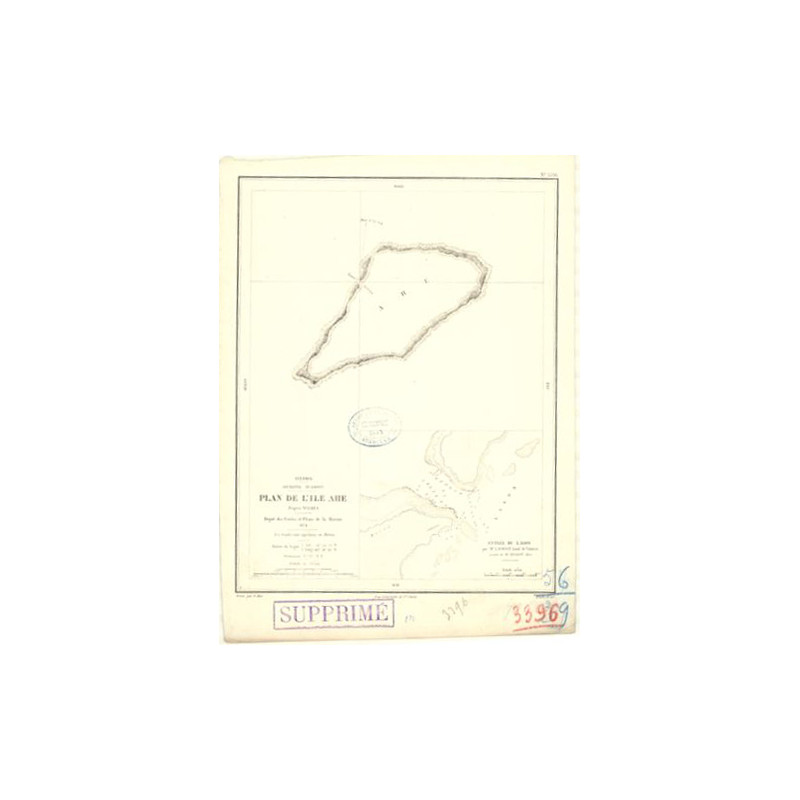 Reproduction carte marine ancienne - 3396 - TUAMOTU (Archipel), AHE (île) - PACIFIQUE, OCEANIE - (1874 - ?)