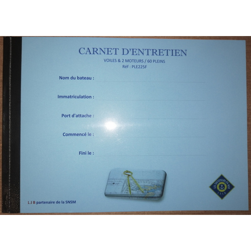 LJB - PLE225F - Carnet Entretien Voiles & 2 moteurs A5 60 pleins