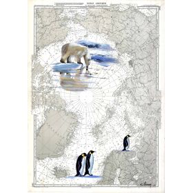 Carte marine peinte - Océan Arctique