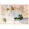 Carte marine peinte - Baie de la Rochelle - avec bateau de pêche