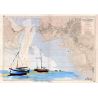 Carte marine peinte - Baie de la Rochelle - avec voiliers