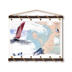 Toile tendue d'une carte marine peinte - Baie de Bourgneuf