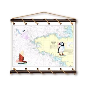 Toile tendue carte marine peinte - De Saint Nazaire à Saint Malo